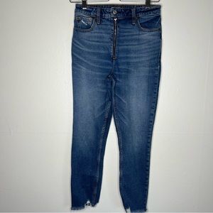 Abercrombie Simone high rise slim Jean raw hem exposed zipper fly Sz 27